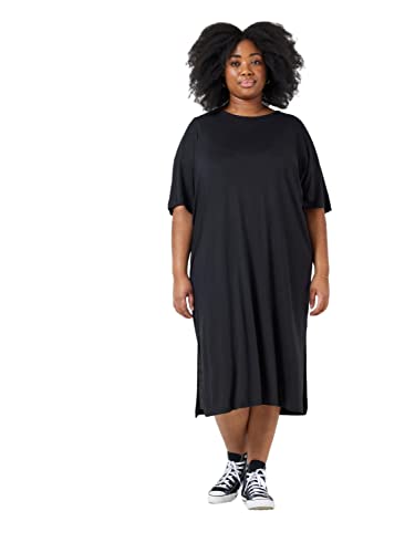 Noisy may Damen Bequemes 2/4 Arm Kleid Dünnes Midi Shirt Dress Plus Size Übergröße NMMAYDEN von Noisy may