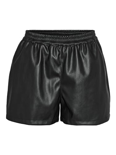 Noisy may Damen Coated Hot Pants PU Shorts Leder Optik Beschichtete Kurze Stoff Hose NMANDY, Farben:Schwarz, Größe:S von Noisy may