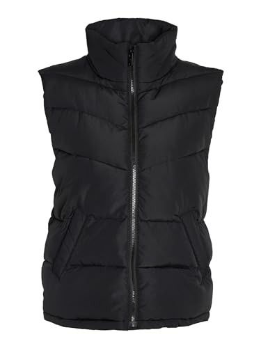 Noisy may Puffer Weste Wattierte Stepp Übergangsjacke ohne Kapuze Basic ohne Ärmel NMDALCON, Farben:Schwarz,Größe Damen:L von Noisy may