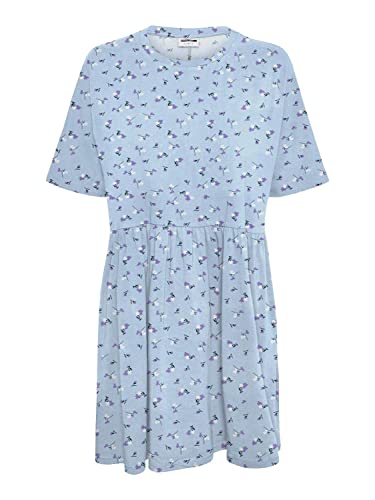 Noisy may Damen Nmkerry S/S Short Aop Dress S*, Cerulean/Aop:flower, M von Noisy may