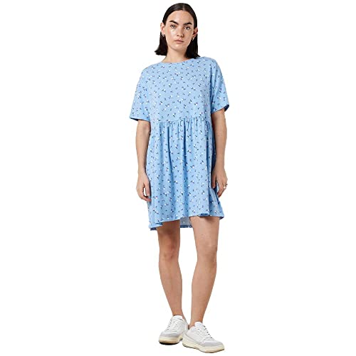 Noisy may Damen Nmkerry S/S Short Aop Dress S*, Cerulean/Aop:flower, XL von Noisy may