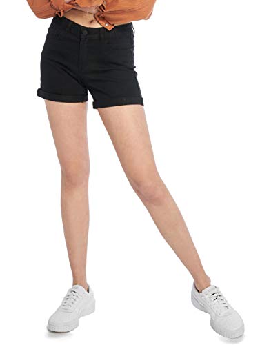 NOISY MAY Damen NMBE Lucy NW DEN FOLD GU811 NOOS Shorts, Schwarz (Black Black), 42 (Herstellergröße: XL) von Noisy may