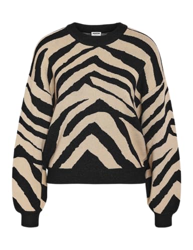 NOISY MAY Damen NMCHARLOTT L/S O-Neck Knit FWD NOOS Pullover, Black/Pattern:Nomad, L von Noisy may