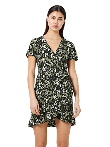 NOISY MAY Damen NMCLARA Bianca S/S WRAP Dress NOOS Kleid, Kalamata/AOP:Leo, X-Large von Noisy may