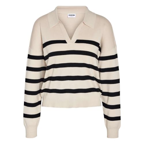 NOISY MAY Damen NMFIFI L/S Polo Neck Knit FWD NOOS Strickpullover, Beige, XS von Noisy may