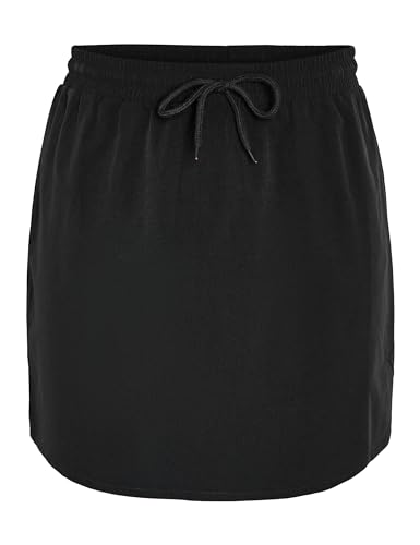 Noisy may Damen Mini Rock Kurzer High Waist Skirt mit Kordelzug, Farben:Schwarz, Größe:L von Noisy may