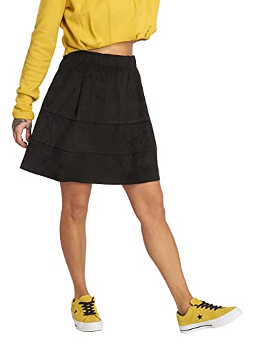 NOISY MAY Damen NMLAUREN Faux Suede Skirt NOOS Rock, Schwarz (Black Black), 34 (Herstellergröße: XS) von Noisy may