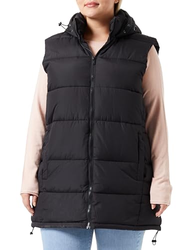 NOISY MAY Damen NMNEW Aurora Hood Vest NOOS Curve Steppweste, Black, 46 von Noisy may