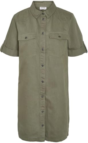 Noisy may NMNEw Signe S/S Denim Dress CLR NOOS Frauen Kurzes Kleid Oliv S von Noisy may