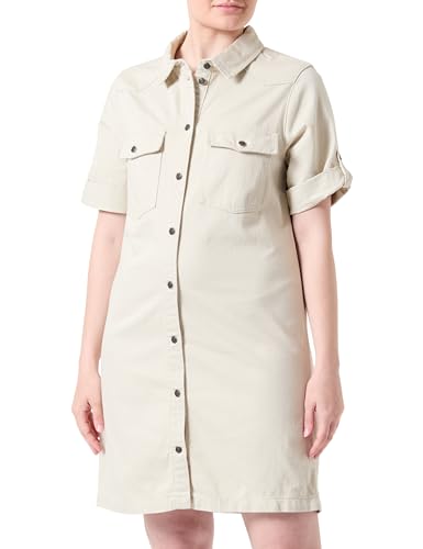 NOISY MAY Damen NMNEW Signe S/S Denim Dress CLR NOOS Kleid, Oatmeal, Large von Noisy may