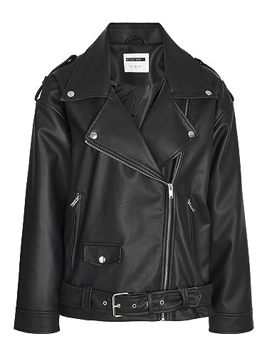 NOISY MAY Damen NMPAULINA Oversize Biker Jacket NOOS Kunstlederjacke, Black, L von Noisy may