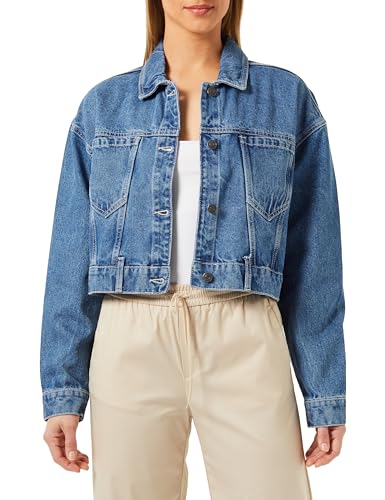 Noisy may Damen Jeansjacke mit Knopfleiste und Klappentaschen, Farben:Blau-3, Größe:L von Noisy may