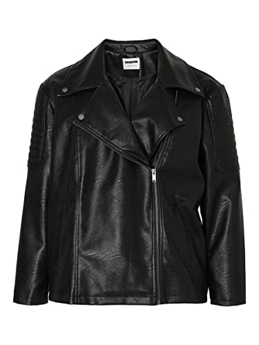NOISY MAY Damen NMRUBINA/Rebel L/S PU Jacket Curve NOOS Jacke, Black, 54 von Noisy may