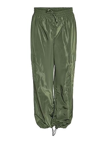 NOISY MAY Damen NMSKY HW Cargo RAINPANTS FWD NOOS Cargohose, Kombu Green/Detail:Black Trim, L von Noisy may