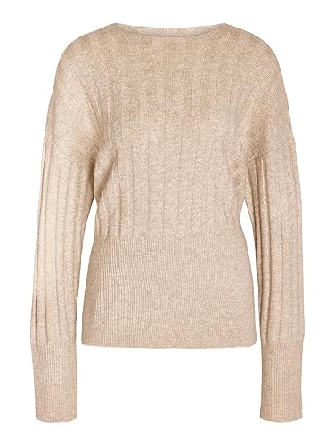 NOISY MAY Damen NMVIOLA L/S O-Neck Knit FWD NOOS Strickpullover, Nomad/Detail:CC NO 1104, L von Noisy may