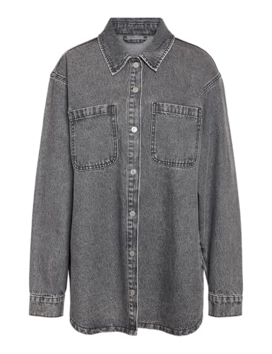 NOISY MAY Damen Nmalva L/S DNM Shacket Az450Mg Noos, Medium Grey Denim, m von Noisy may