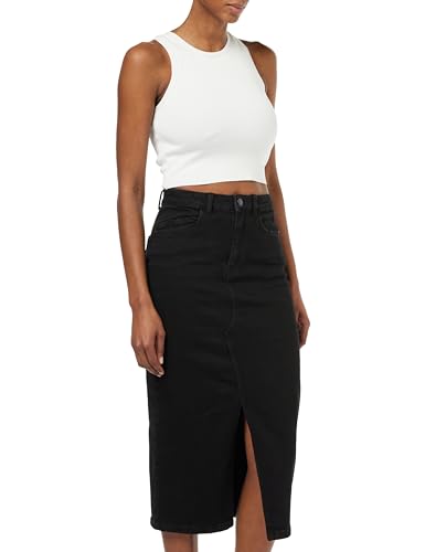 NOISY MAY Damen Nmkath Nw Slit Midi Skirt Vi478bl Noos Rock, Black Denim, M EU von Noisy may