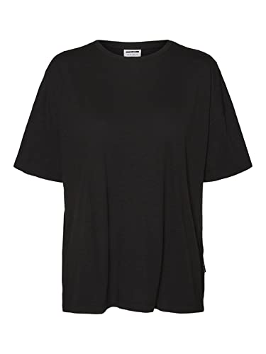 Noisy May Damen Einfarbiges Oversized T-Shirt | Basic Rundhals Kurzarm Top | Shortsleeve Oberteil NMMATHILDE, Farben:Schwarz, Größe:XL von Noisy may