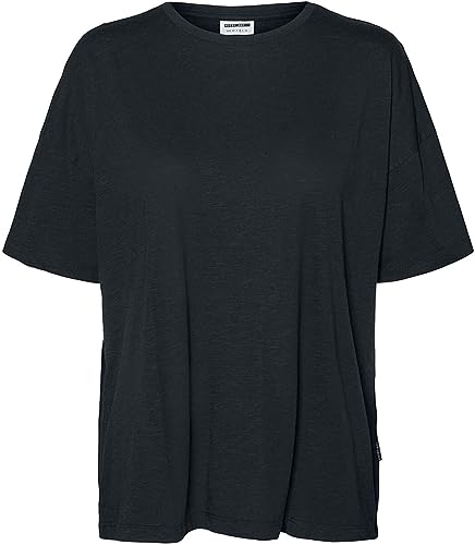 Noisy May Damen Einfarbiges Oversized T-Shirt | Basic Rundhals Kurzarm Top | Shortsleeve Oberteil NMMATHILDE, Farben:Schwarz, Größe:XS von Noisy may