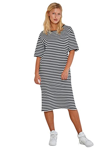 Noisy May Damen Nmmayden 2/4 Dress Noos Kleid, Mehrfarbig (Black Stripes: Bright White), L EU von Noisy may