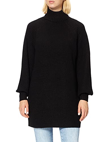 Noisy May Damen Langarm Strickkleid | Regular Fit Mini Pullover Dress | Rundhals Stehkragen Shirt NMTIMMY, Farben:Schwarz, Größe:L von Noisy may