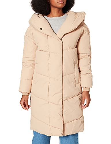 NOISY MAY Damen lange Winter Steppjacke NMTALLY wattierte Puffer Parka Große Kapuze Oversized, Farben:Hellbraun, Größe:L von Noisy may