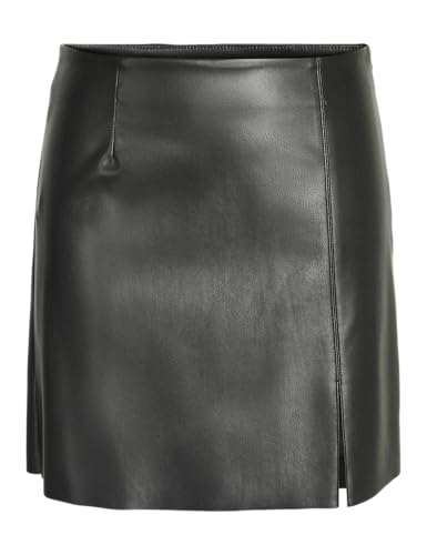 Noisy May Damen Mini Kunstleder Rock | High Waist Lederoptik Skirt Kurz | Coated Stretch Bleistift NMCLARA, Farben:Schwarz, Größe:XL von Noisy may