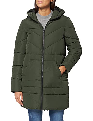 NOISY MAY Damen Lange Puffer Jacke | Warmer Stepp Wintermantel mit Kapuze | Wattierter Blouson NMDALCON, Farben:Dunkelgrün, Größe:42 von Noisy may