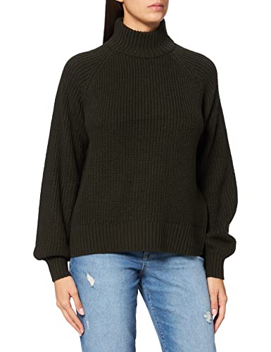 Noisy May Damen Stehkragen Strickpullover | Knitted Basic Stretch Sweater | Langarm Rundhals Shirt NMTIMMY, Farben:Dunkelgrün, Größe:M von Noisy may