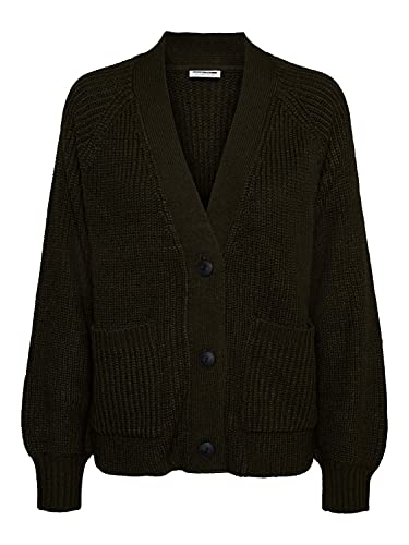 Noisy May Damen Strickjacke | Langarm V-Ausschnitt Cardigan Knitted Basic | Stretch Sweater NMTIMMY, Farben:Dunkelgrün, Größe:40 von Noisy may