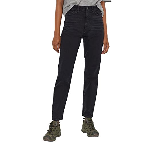 Noisy May Damen Straight Fit Cropped Jeans High Waist Denim Stretch Hose Raw Wash Pants NMMONI, Farben:Schwarz, Größe:31W / 34L, Z-Länge:L34 von Noisy may