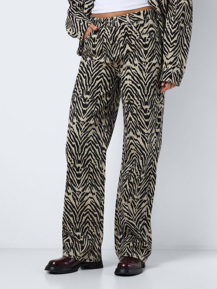 Noisy may Boyfriend-Jeans Straight Fit Jeans mit Zebra-Print Denim Stoffhose NMMARLEY HW STRAIGHT ZEBRA JEANS FO077ZB von Noisy may