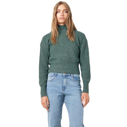 Noisy may Cropped Strickpullover hoher Kragen Rundhals Langarm Basic RIPP Shirt Kurz Regular Fit NMNELLA von Noisy may