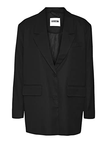 Noisy may Damen Eleganter Oversized Blazer mit Taschen Basic Cardigan Business Jacke Mantel NMMILLA, Farben:Schwarz-2, Größe:L von Noisy may