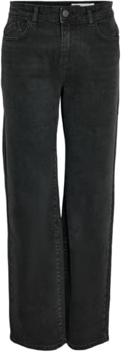 Noisy may Damen Denim Jeans Hose Wide Leg Mid Waist Stretch Pants NMYOLANDA, Farben:Schwarz, Größe:28W / 30L, Beinlänge:L30 von Noisy may