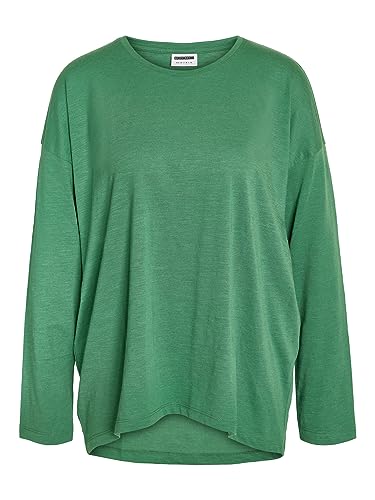 Noisy may Damen Einfarbiges Langarm Shirt Lockeres Basic Stretch Pullover Rundhals Oberteil NMMATHILDE, Farben:Grün-2, Größe:L von Noisy may