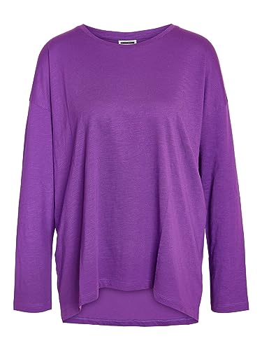 Noisy may Damen Einfarbiges Langarm Shirt Lockeres Basic Stretch Pullover Rundhals Oberteil NMMATHILDE, Farben:Lila, Größe:M von Noisy may