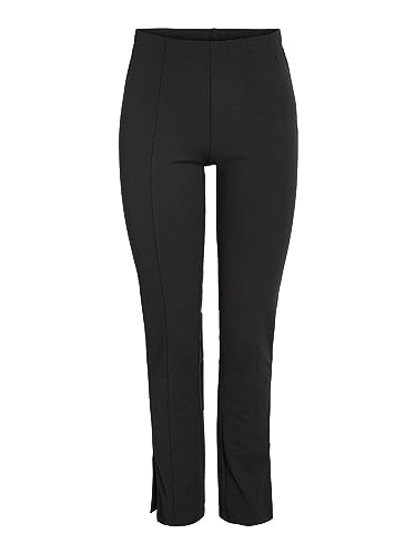 Noisy may Damen Elegante Stoffhose mit Schlitzen High Waist Tapered Leg Pants Stretch Trousers NMJASA, Farben:Schwarz-2, Größe:XL / 32L, Z-Länge:L32 von Noisy may