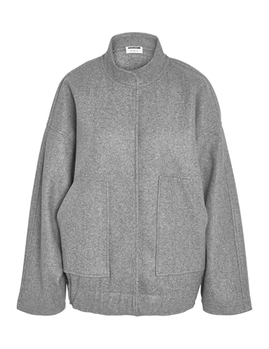 Noisy may Damen Jacke Oversize hoher Kragen Lange überschnittene Ärmel Fronttaschen, Farben:Grau-2, Größe:S von Noisy may