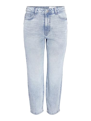Noisy may Damen Jeans Cropped High Waist Hose Denim Bleached Pants NMMONI, Farben:Hellblau, Größe:27W / 30L, Beinlänge:L30 von NOISY MAY