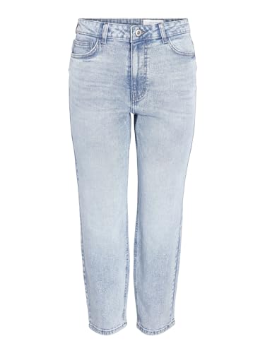 Noisy may Damen Jeans Cropped High Waist Hose Denim Bleached Pants NMMONI, Farben:Hellblau, Größe:28W / 32L, Beinlänge:L32 von Noisy may