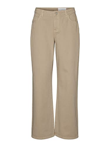 Noisy may Damen Jeans Hose mit 5-Pockets u. weitem Bein Irish Cream hell braun von Noisy may