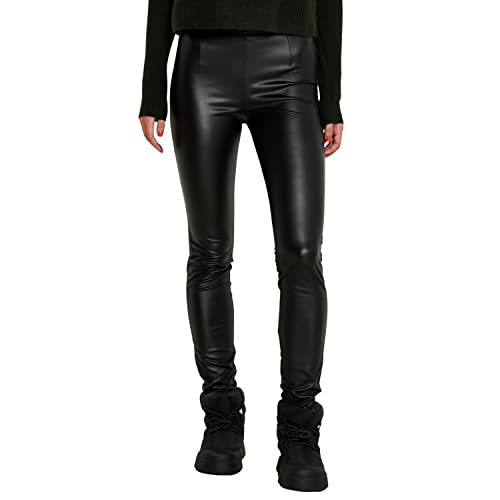 Noisy may Damen Kunstleder Slim Fit Hose High Waist Leggings PU Coated Pants NMALOHA, Farben:Schwarz-2, Größe:M von Noisy may