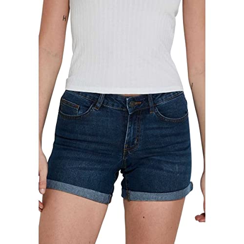 Noisy may Damen Legere Jeans Shorts Kurze Denim Stretch Hose Leichte Casual Short Pants NMBE Lucy, Farben:Blau, Größe:L von Noisy may