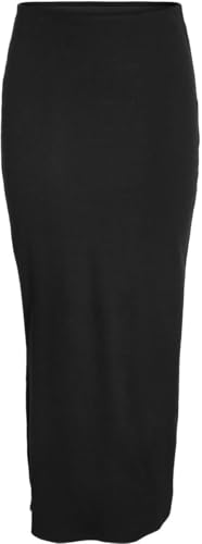 Noisy may Damen Maxi Stretch Rock mit Schlitz Langer Skirt Knöchellang dehnbarer RIPP NMMAYA von Noisy may