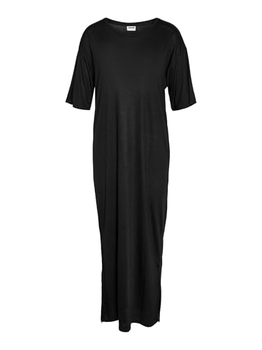 Noisy may Damen Maxikleid Long Shirt Kleid Extralang Loose Fit Rundhals Basic Dress, Farben:Schwarz, Größe:M von NOISY MAY