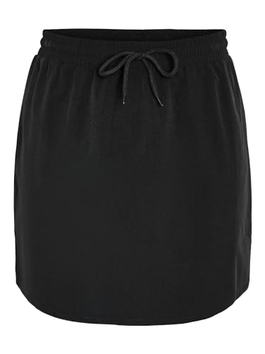 Noisy may Damen Mini Rock Kurzer High Waist Skirt mit Kordelzug, Farben:Schwarz, Größe:M von Noisy may