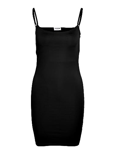 Noisy may Damen Mini Stretch Kleid Enges Slim Fit Dress Ärmellos Rundhals Oberschenkellang NMTERESA, Farben:Schwarz,Größe Damen:L von Noisy may