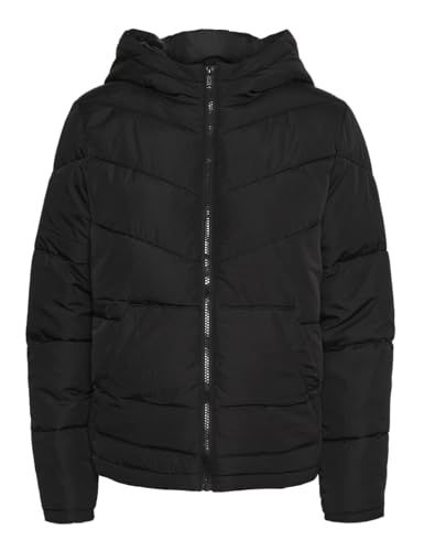 Noisy May Damen Puffer Jacke | Warme Stepp Winter Jacket mit Kapuze | Wattierter Blouson NMDALCON, Farben:Schwarz, Größe:34 von NOISY MAY