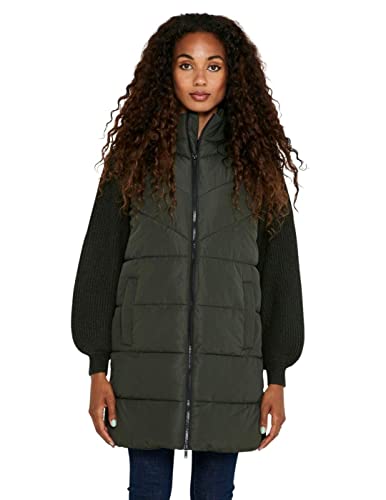 NOISY MAY Damen Winter Weste NMDALCON lange wattierte Puffer Stepp Jacke mit Zip ohne Ärmel, Farben:Grün, Größe:L von Noisy may